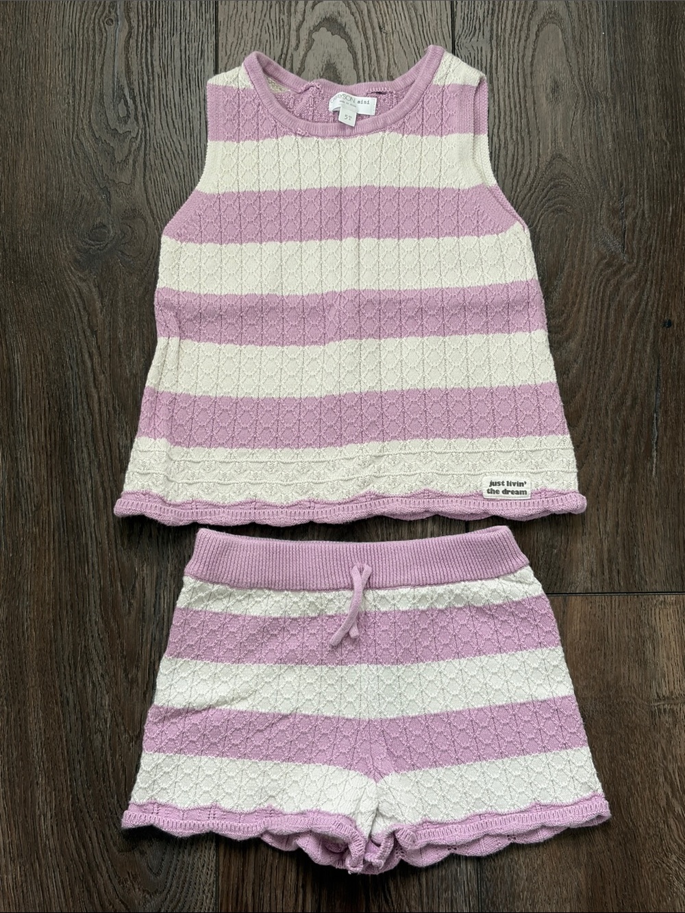 Just Livin' the Dream Pink & White Striped Kids Pajama Set